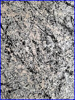 Original Abstract Action Painting jackson pollock style unstretched 36x41 Canvas