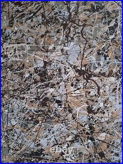 Original Abstract Action Painting jackson pollock style unstretched 36x41 Canvas