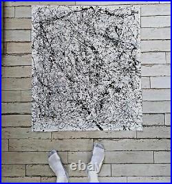 Original Abstract Action Painting jackson pollock style unstretched 36x41 Canvas