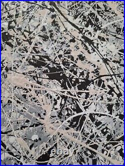 Original Abstract Action Painting jackson pollock style unstretched 36x41 Canvas