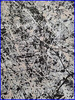 Original Abstract Action Painting jackson pollock style unstretched 36x41 Canvas