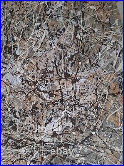 Original Abstract Action Painting jackson pollock style unstretched 36x41 Canvas