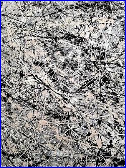 Original Abstract Action Painting jackson pollock style unstretched 36x41 Canvas