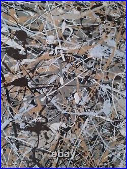 Original Abstract Action Painting jackson pollock style unstretched 36x41 Canvas