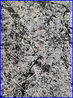 Original Abstract Action Painting jackson pollock style unstretched 36x41 Canvas