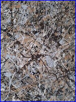 Original Abstract Action Painting jackson pollock style unstretched 36x41 Canvas