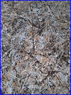 Original Abstract Action Painting jackson pollock style unstretched 36x41 Canvas