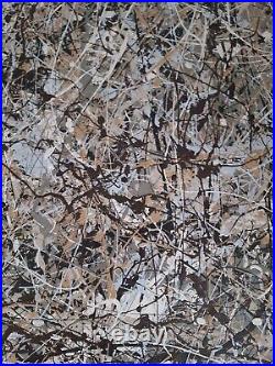 Original Abstract Action Painting jackson pollock style unstretched 36x41 Canvas