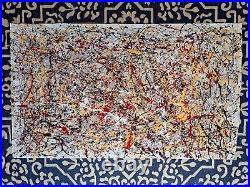 Original Abstract Action Painting jackson pollock style unstretched 36x60 Canvas