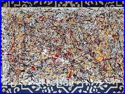 Original Abstract Action Painting jackson pollock style unstretched 36x60 Canvas