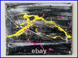 Original Abstract Enamel On Canvas Action Painting Jackson Pollock Style -No. 137