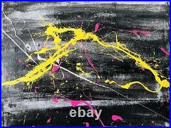 Original Abstract Enamel On Canvas Action Painting Jackson Pollock Style -No. 137