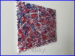 Original Abstract Enamel On Canvas Action Painting-Jackson Pollock Style- No. 89