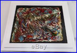 Original Abstract Go With The Flow Enamel On Canvass Painting Patricia May Clark