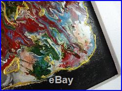 Original Abstract Go With The Flow Enamel On Canvass Painting Patricia May Clark