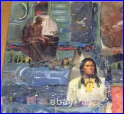 Original Encaustic Collage Modern Impressionism Jan Geoghegan Signed CT. Artist