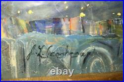 Original Encaustic Collage Modern Impressionism Jan Geoghegan Signed CT. Artist