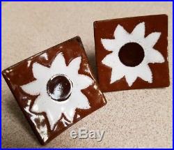 Original HAROLD BALAZS Signed Enamel on Steel vintage 1960s Sunflower earrings