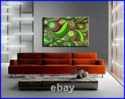Original Modern Gold Green Painting Abstract Large xxx Canvas Home signed framed