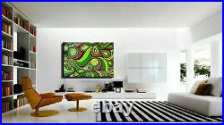 Original Modern Gold Green Painting Abstract Large xxx Canvas Home signed framed