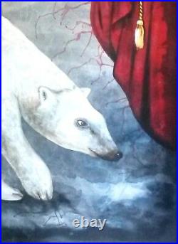 Original art animal bear painting figurative decorative realism home decor paint