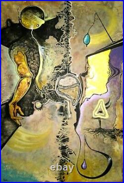 Original art painting abstract contemporary cyberpunk star wars alien lansdcape
