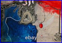 Original art painting abstract contemporary protest war blood men hand landscape