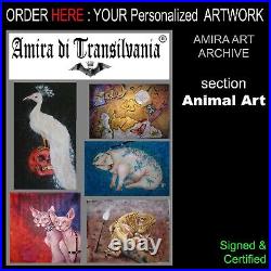 Original art painting modern contemporary figurative portrait animal cats bael 1