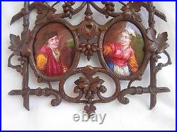 PAIR OF ANTIQUE FRENCH FRAMED ENAMEL ON COOPER PORTRAIT PAINTING, LATE 19th