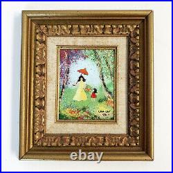 PAIR of Enamel On Copper Paintings By LOUIS CARDIN Framed Signed and Dated 1980