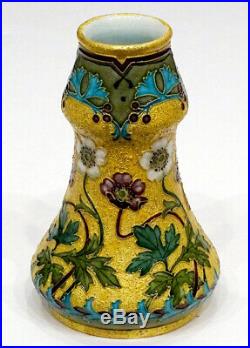 PAUL MILET Antique SEVRES PM Hand Painted ART NOUVEAU Porcelain GOLD ENAMEL Vase
