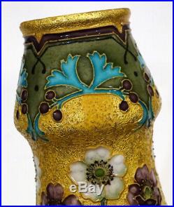 PAUL MILET Antique SEVRES PM Hand Painted ART NOUVEAU Porcelain GOLD ENAMEL Vase