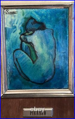 Pablo Picasso Blue Nude Framed Enamel on Copper Painting Artwork