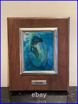 Pablo Picasso Blue Nude Framed Enamel on Copper Painting Artwork