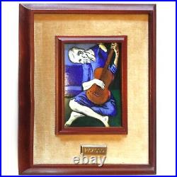 Pablo Picasso The Old Guitarist Enamel On Copper Artwork With Wood Frame