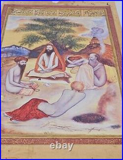 Painting Art of Hindu Holy Men Mughal Miniature Old Paper Painting