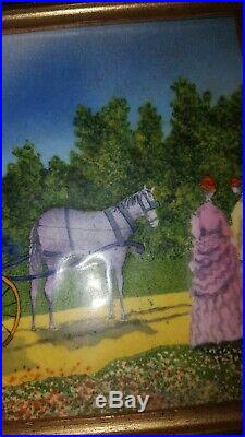 Painting Enamel On Copper George Seurat Impressionist Style Signed Belliard