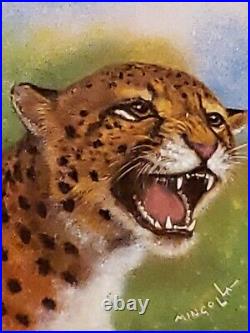 Painting Enamel On Copper Mingolla Painting Leopard Framed
