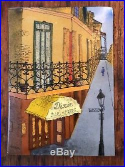 Painting Enamel on Copper Street Scene D. Sigal New Orleans Dixie Bar Of Music