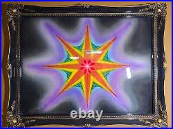 Painting Geometric Star Rainbow light spectrum airbrush art OOAK signed framed