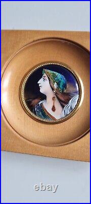 Painting Oil Antique Miniature Enamels Art Deco Art Nouveau Portrait Woman