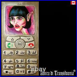 Painting art contemporary artist modern cartoon old telephone home decor vampire