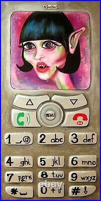 Painting art contemporary artist modern cartoon old telephone home decor vampire