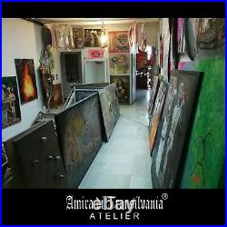 Painting art contemporary artist modern cartoon portrait vampire home decor fluo