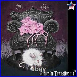 Painting decorative art direct from artist pink white mouse acrilic oil canvas