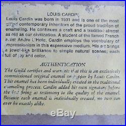 Pair Vintage Louis Cardin Signed Enamel on Copper Impressionist Painting