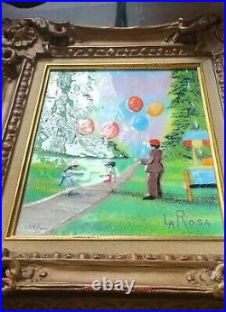 Pauline LaRosa The Balloon Man Enamel Painting on Copper Plate
