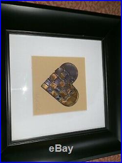 Philip M. Smith (American) Enamel HEART Original Signed Art Framed 12 X 12