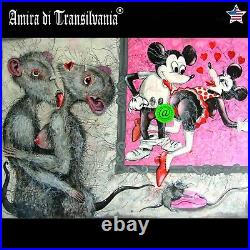 Pop art modern painting indipendent contemporary artist cartoon mickey mouse art
