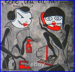 Pop art modern painting indipendent contemporary artist cartoon vampire graffiti